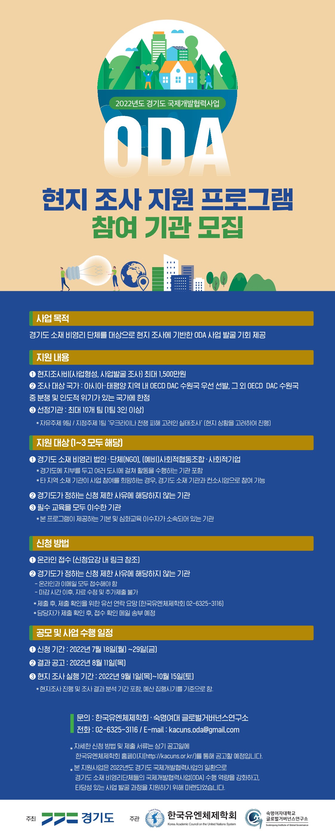 [경기도 ODA 역량강화 사업] 현지조사 지원 프로그램 참여기관 모집  (접수 기간 연장~8월 1일(월)까지)